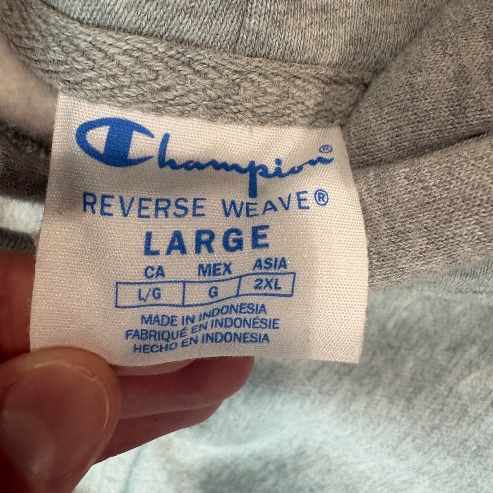 Champion Reverse Weave Hoodie Mens Large Gray Pullover Sweatshirt GF68 2992 - Picture 3 of 6